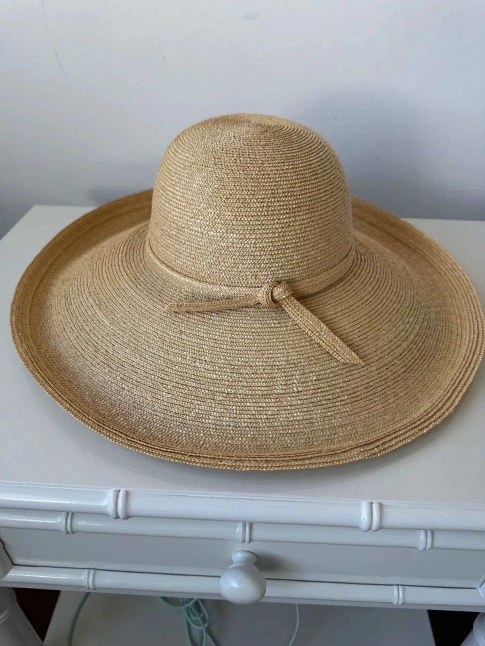 Frank Olive for Neiman Marcus Metallic Gold Straw Vintage Wide Brim Hat